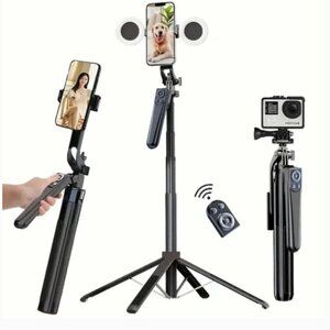 All in One 72 Inch Pro Tripod with Selfie Light and Selfie Stick